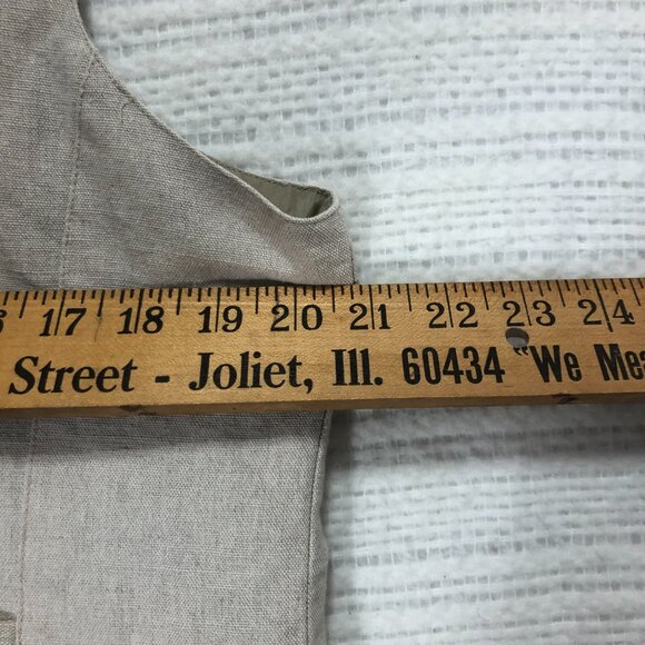 Talbots Women's Tan and Cream Gilet with Floral Embroidery Size Large - Picture 6 of 7